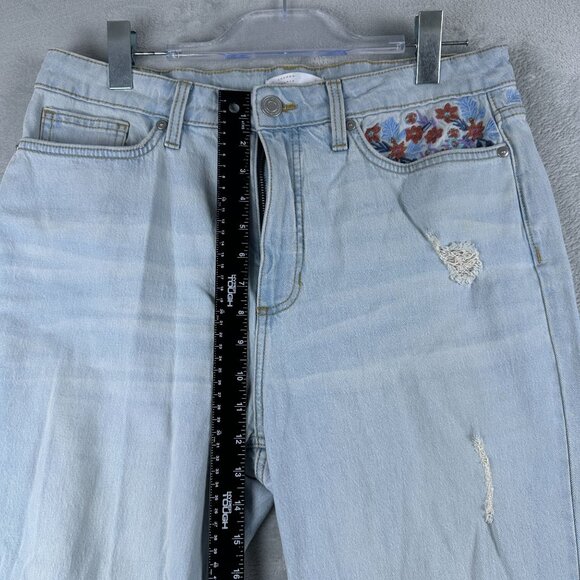 Lauren Conrad Straight Leg Jeans Womens Size 12 Crop Distressed Frayed Hem Blue - Picture 8 of 12